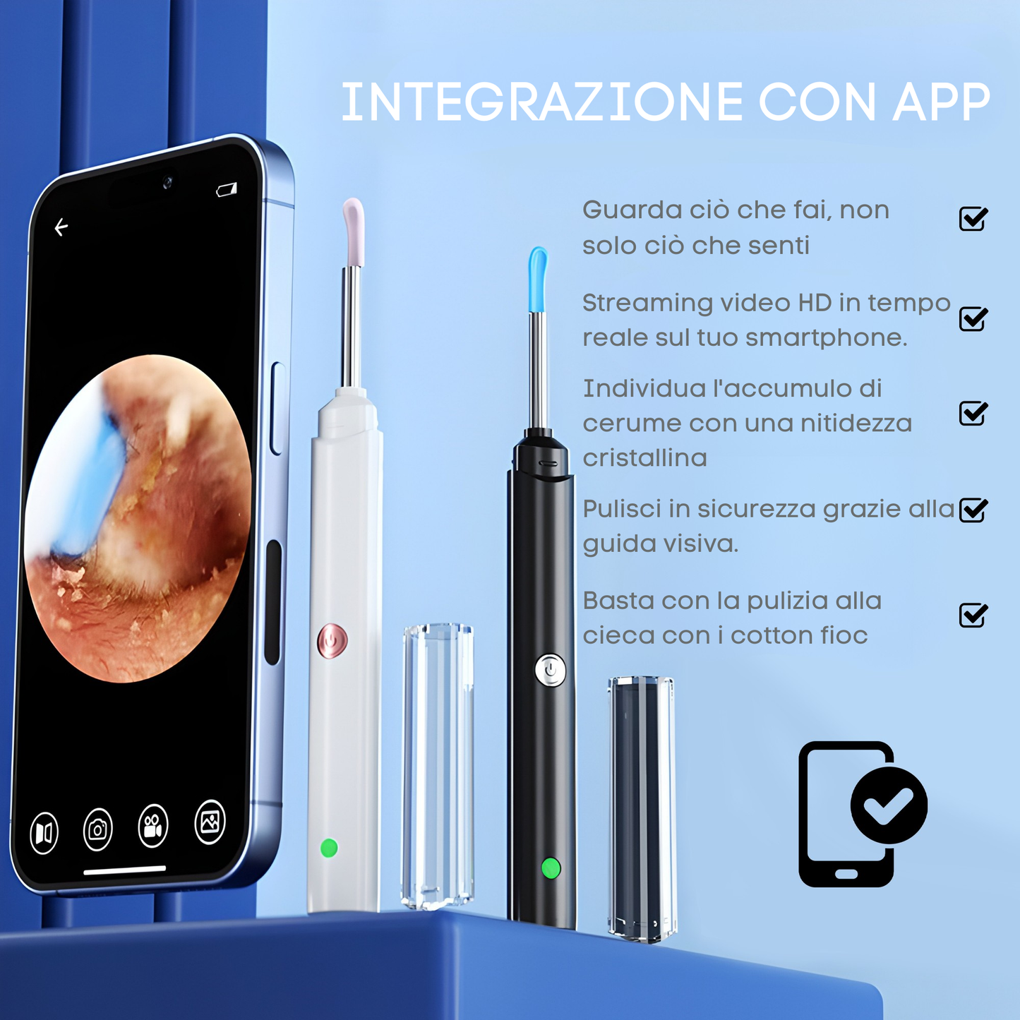 Calynia™:Dispositivo con visione HD per la pulizia delle orecchie